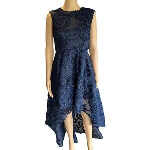 AMMO Sleeveless High Low Formal Dress Size Medium Navy